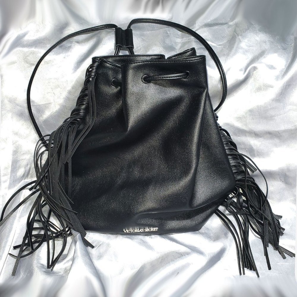 VICTORIAS SECRET black fringe backpack
